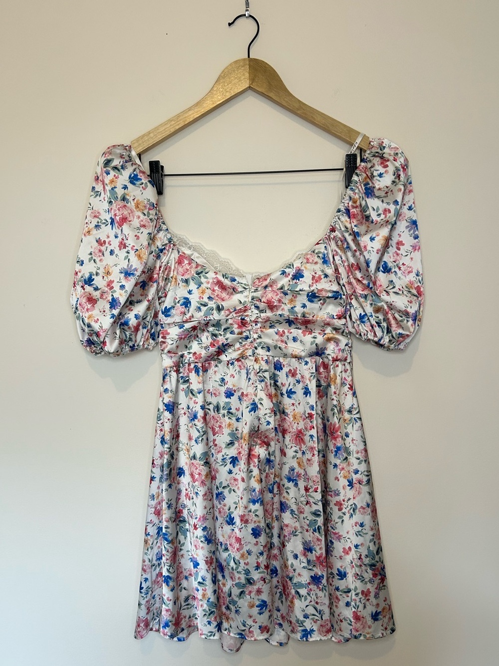 For Love & Lemons Juliet Floral Mini Dress Puff Sleeved Size Medium - Picture 7 of 11